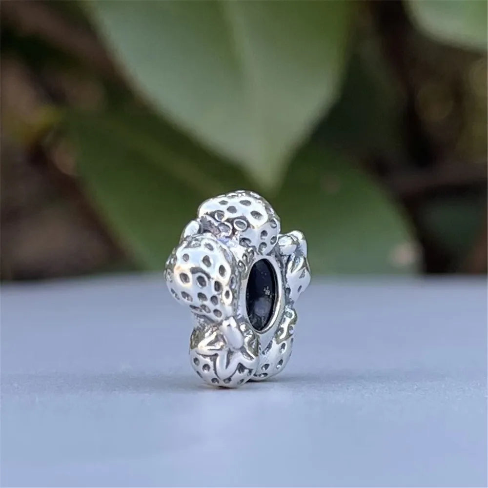 Mistletoe 925 Sterling Silver Cute Sweet Strawberries Stopper Spacer Charm Bead Fit European 3.0mm Bracelet Jewelry