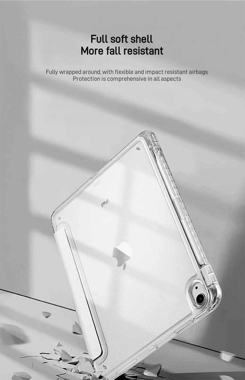For Xiaomi Redmi Pad 2 2025 Case 11 inch with Pencil Holder Tri-Folding Clear Soft TPU Back Tablet for Redmi Pad 2 2025 Cover