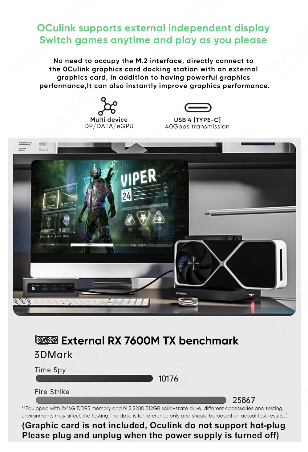 TOPC Mini PC AMD Ryzen AI 9 HX 370/365/7 PRO 360 Gaming Computer, OCuLink & USB4.0, 2x DDR5/2x PCIe4.0, Windows 11 Pro, WiFi6