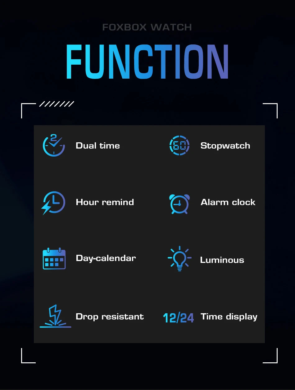 New Fashion FOXBOX Electronic Man Watch Outdoor Casual Sports Digital Clocks Waterproof Luminous Alarm Calendar Watches for Men