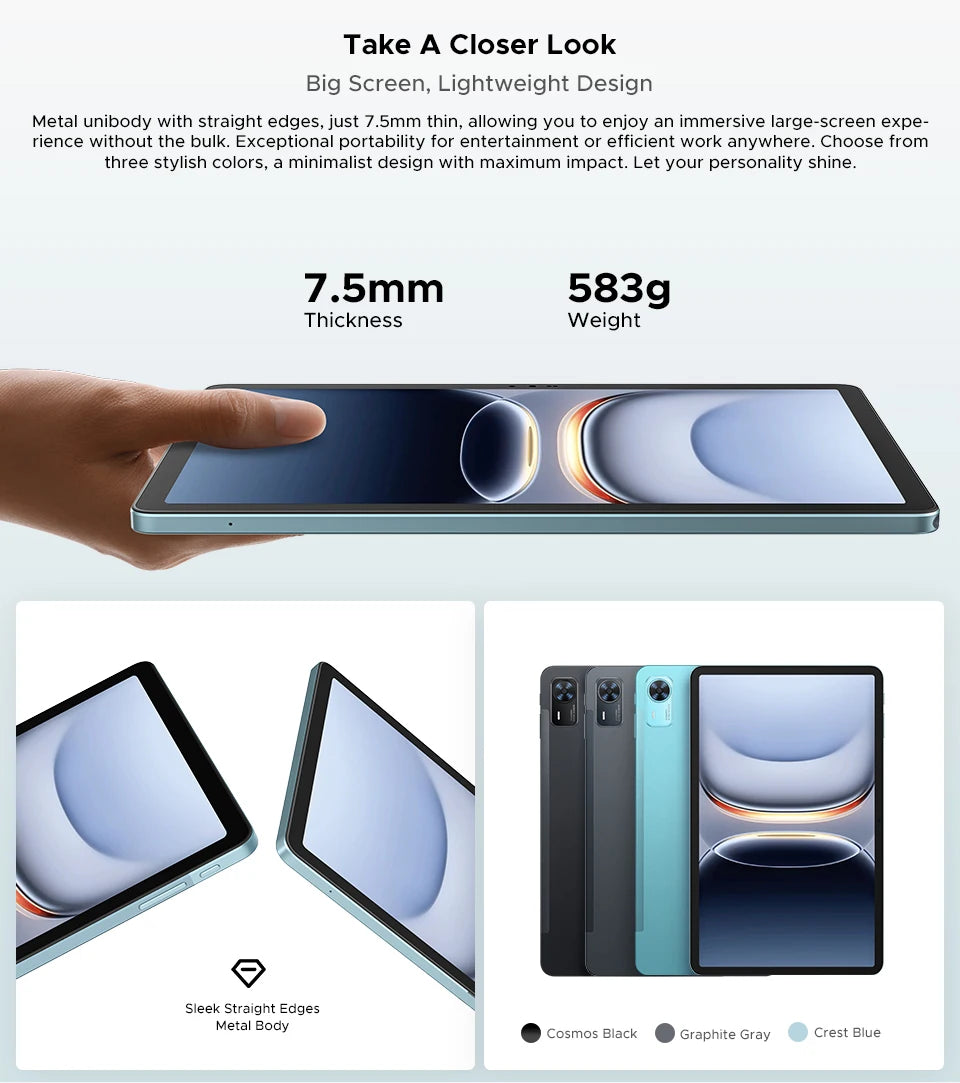 Doogee Tab E3+ 2 in 1 Tablet Pc Gemini Ai 12"" 2K Display Android 15 32Gb Ram(8+24) 256Gb Rom 8800Mah Battery Helio G100 Tabletpc