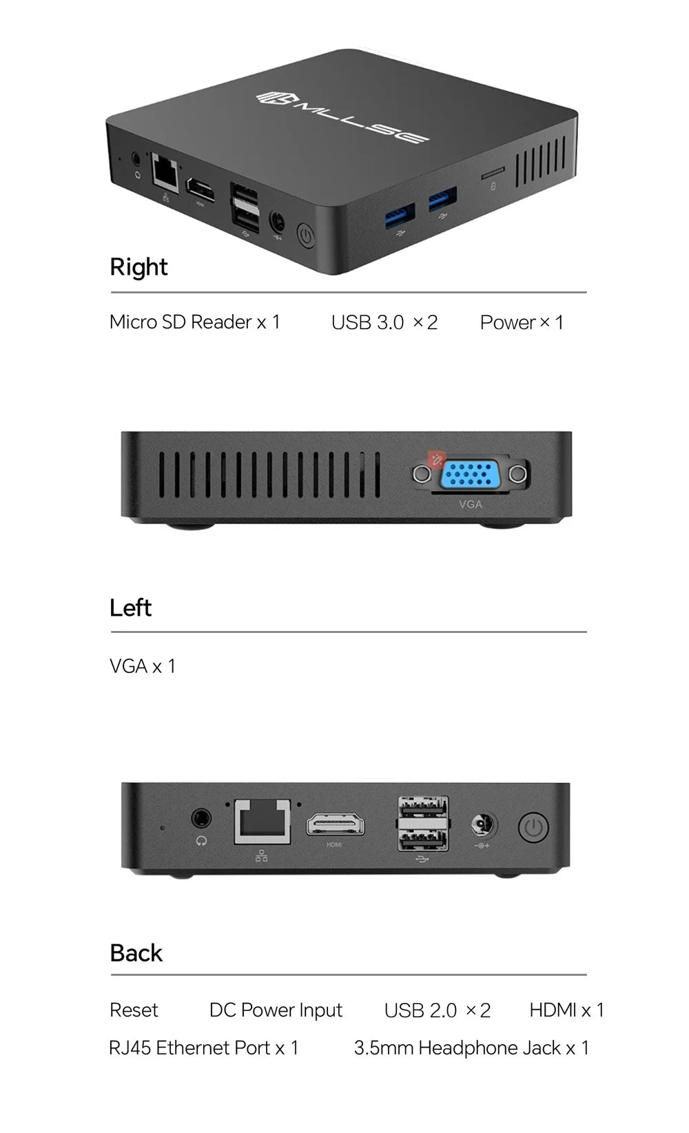 MLLSE M2 Pro Mini PC Powerful 8GB RAM, 256GB SSD, Intel J3710, Windows 10 - Compact & Ideal for Home, Business & Gaming