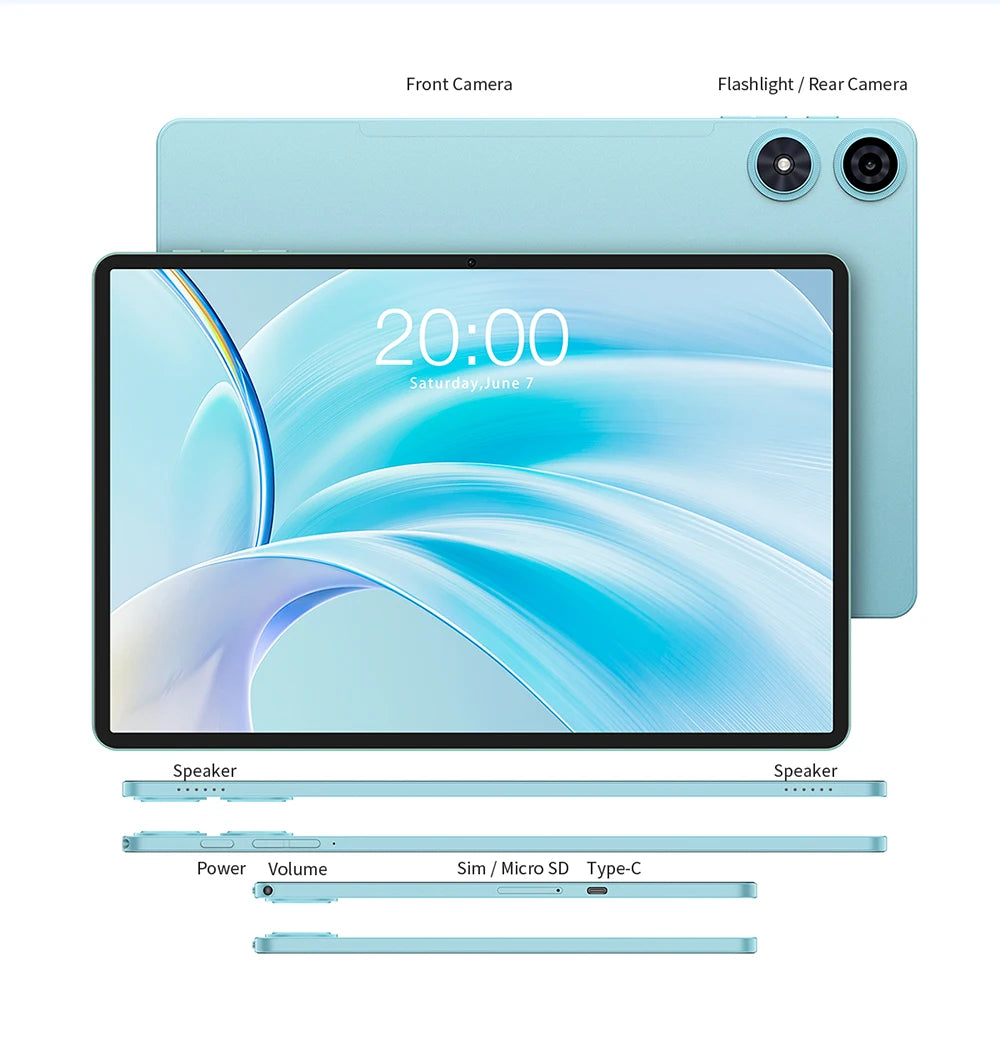 Teclast P50 2025 Android 15 Tablet 11 inch 90Hz Display T606 Octa-Core Max 20GB(8+12GB) RAM 128GB ROM 7000mAh Type-C 4G LTE GPS