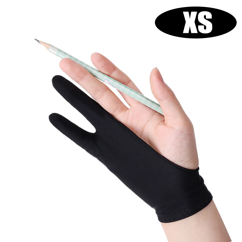 1-4Pcs Two-finger Artist Glove Palm Rejection Tablet Drawing Gloves for iPad Pro Air Graphic Tablet Smudge Guard Painting Gloves