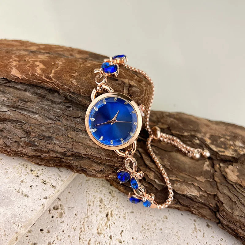 UTHAI Fashion Bracelet Watch Women's High end Butterfly Sea Treasure Blue Quartz Watch female Fashion Exquisite Watches