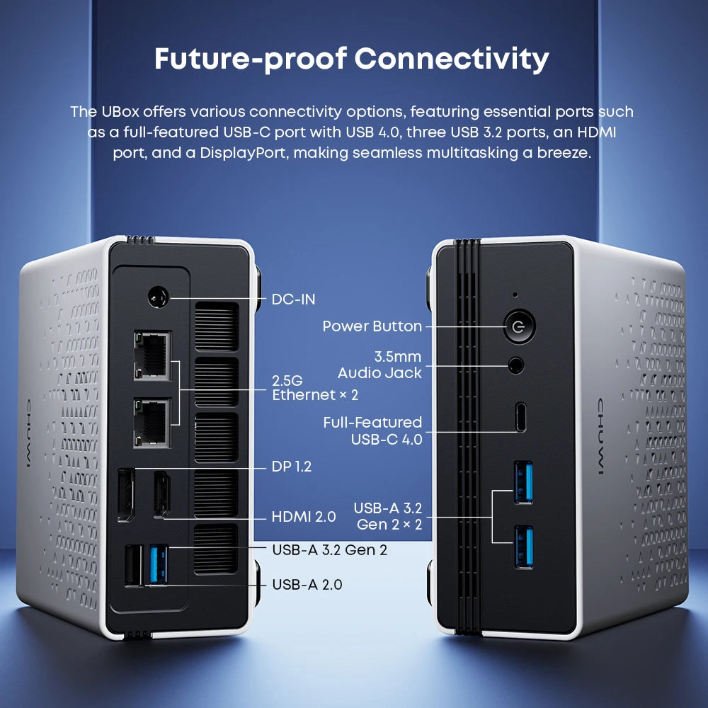CHUWI UBox Mini PC AMD R5 6600H 6-core 12-thread Computer 16GB DDR5 512GB PCIe 4.0 SSD WiFi 6 BT5.2 Mini PC Desktop Computer