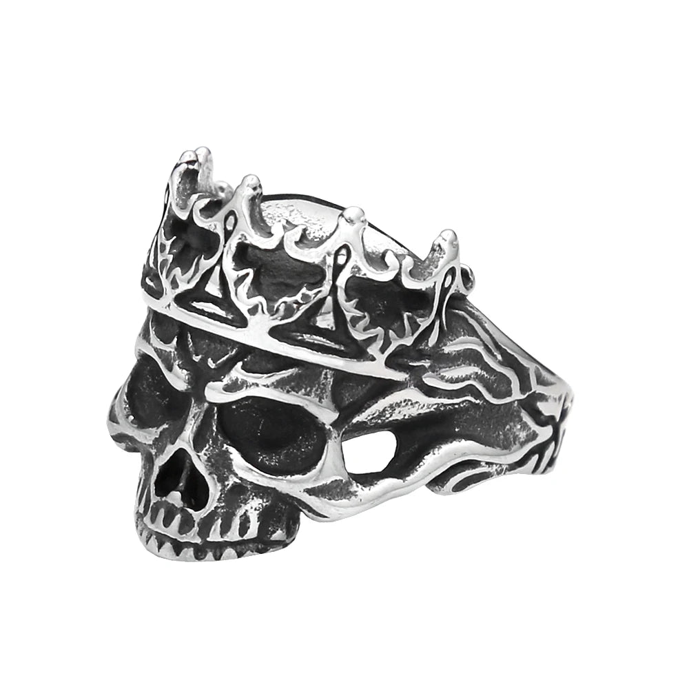 Fashion Punk Skull Rings Stainless Steel Simple Punisher Rings For Men Biker Unique Gothic Amulet Jewelry Gifts Dropshipping