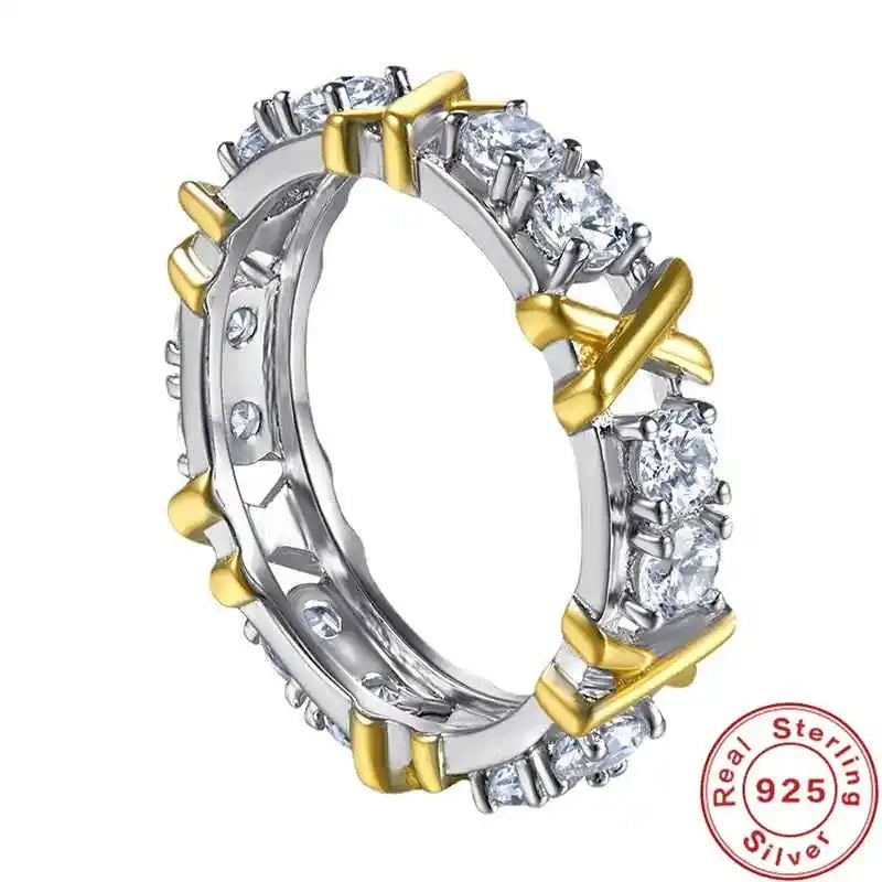 Luxury 925 Sterling Silver Ring Interlaced With Aaa Zircon Crystal Ring For A Woman'S Engagement Jewelry Gift