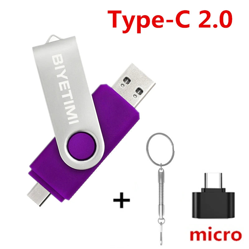 Biyetimi Type C usb flash drive 128GB OTG 2.0 64GB pen drive 32GB real capacity usb флэш-накопител memory stick for phone ＆ cPC