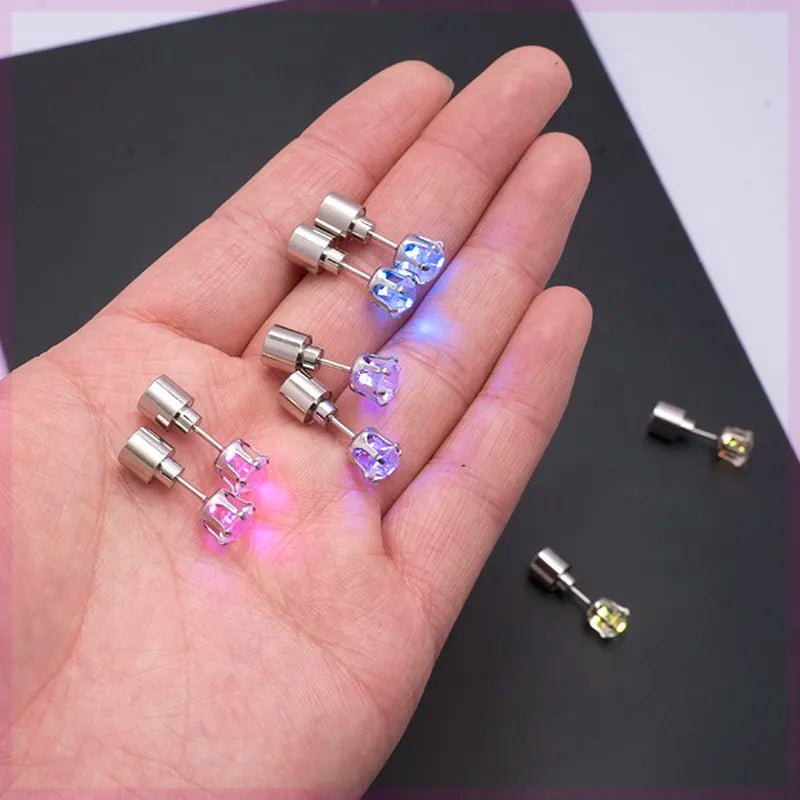 1/2PCS Light Up LED Bling Ear Stud Earrings for Women Color Light Up Earring Studs Light Up Earrings for Rave Party Accessories