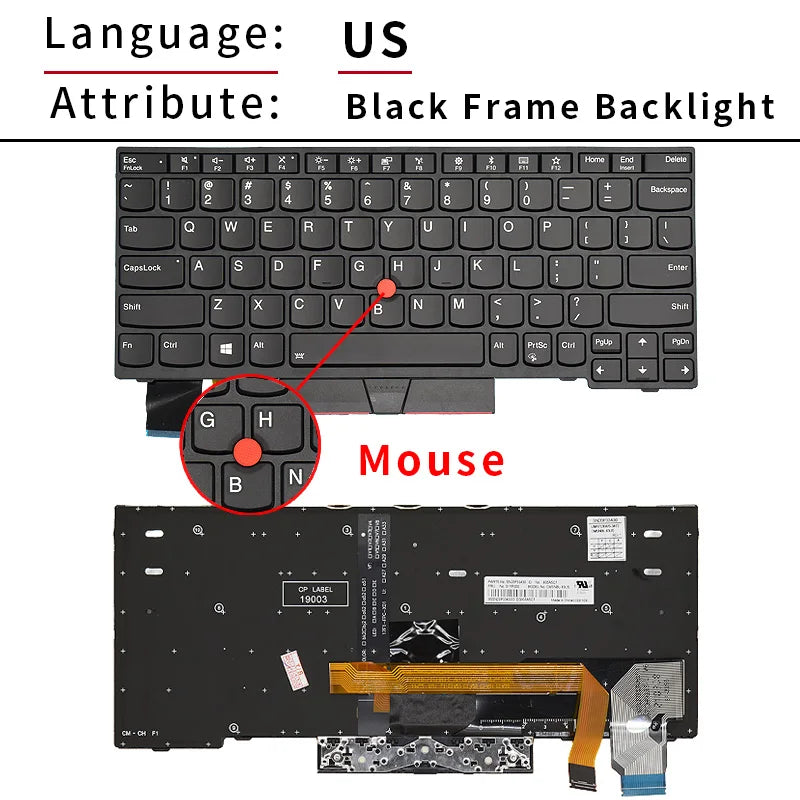 New US Russian Backlight Laptop Keyboard For Lenovo Thinkpad X13 L13 X280 A285 X390 X395 01YP160 01YP040 01YP142 01YP222 01YP120