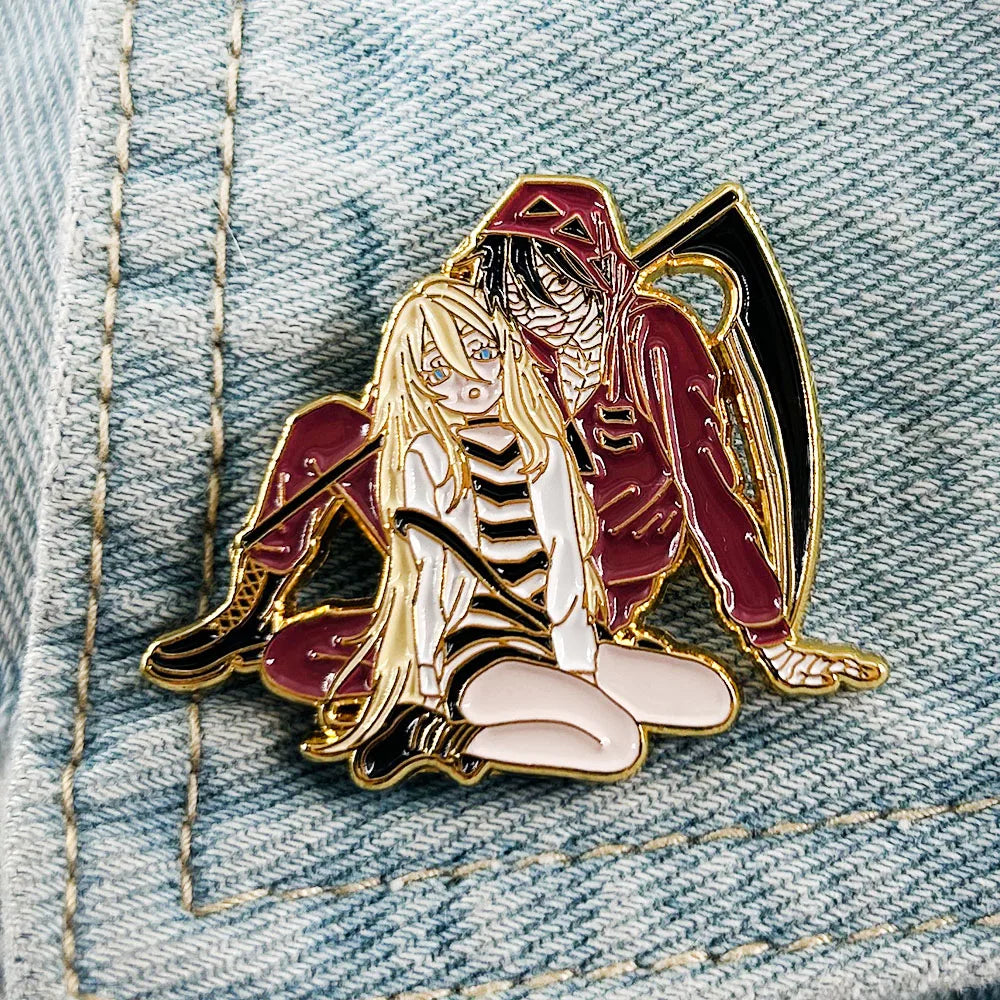 RPG Angels of Death Enamel Pin Isaac Foster And Rachel Gardner Lapel Pin Satsuriku no Tenshi Jewelry Gift