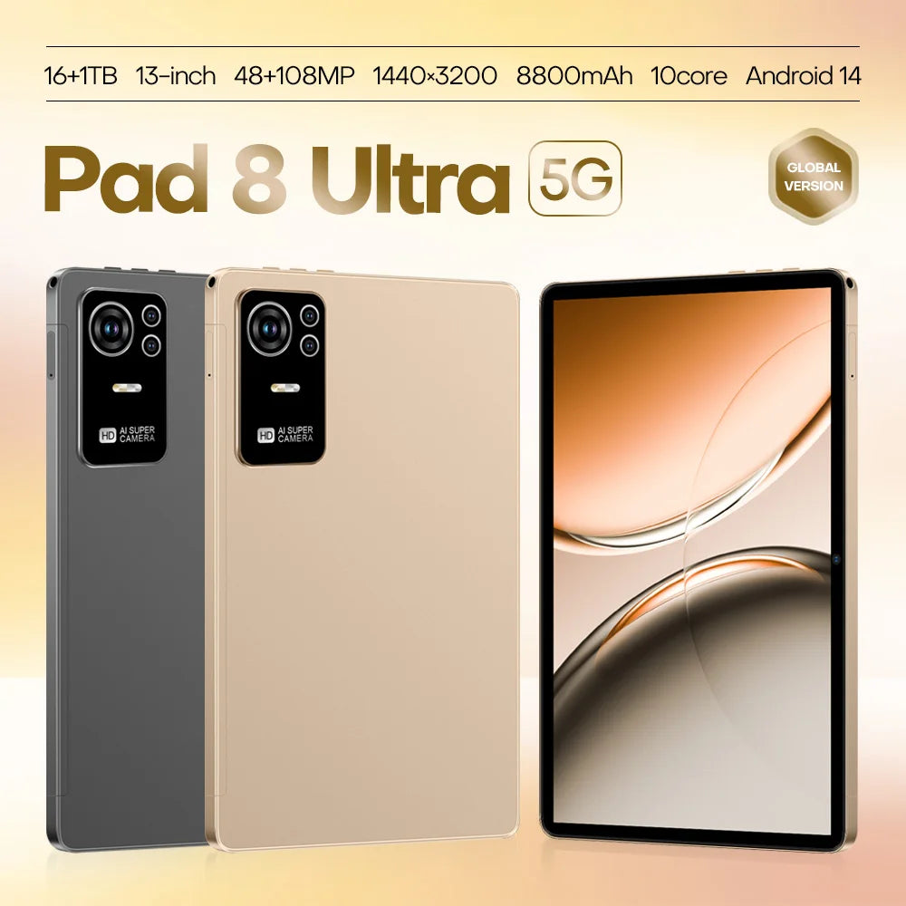 2025 Global Version Original Tablets Pad 8 Ultra Android 14 16GB+1T 8800mAh 5G Dual SIM Card WiFi GPS 13inch HD 4K Mi Tablet