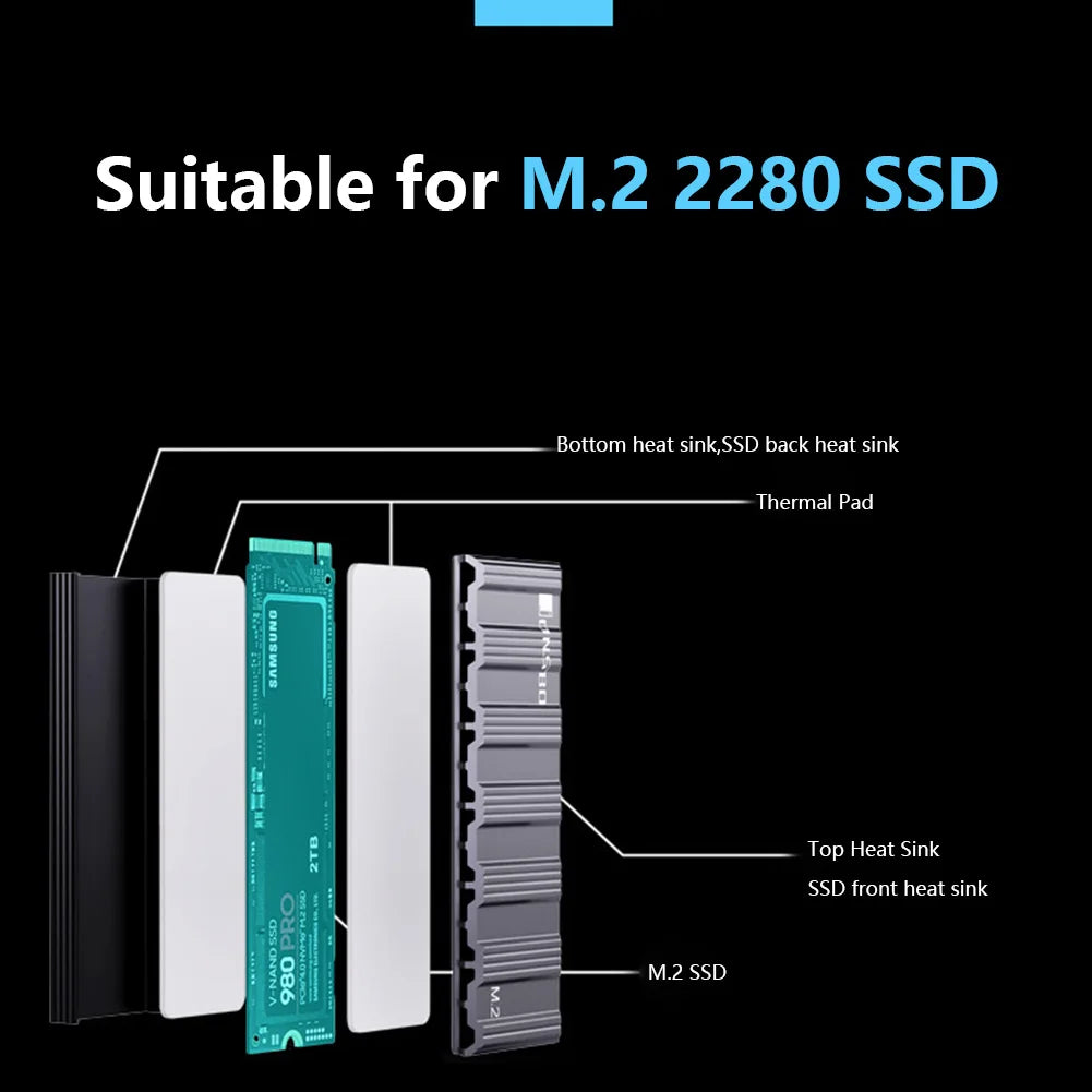 M2 SSD NVMe Heat Sink Jonsbo M2 2280 Solid State Hard Disk Aluminum Heatsink with Thermal Pad for Desktop PC Accessories