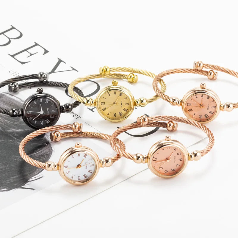 2PCS Fashion Luxury Women's Watch Gold Fine Strap Ladies Watch For Bracelet Montre Femme Female Wrist Watch Women Clock Relojes