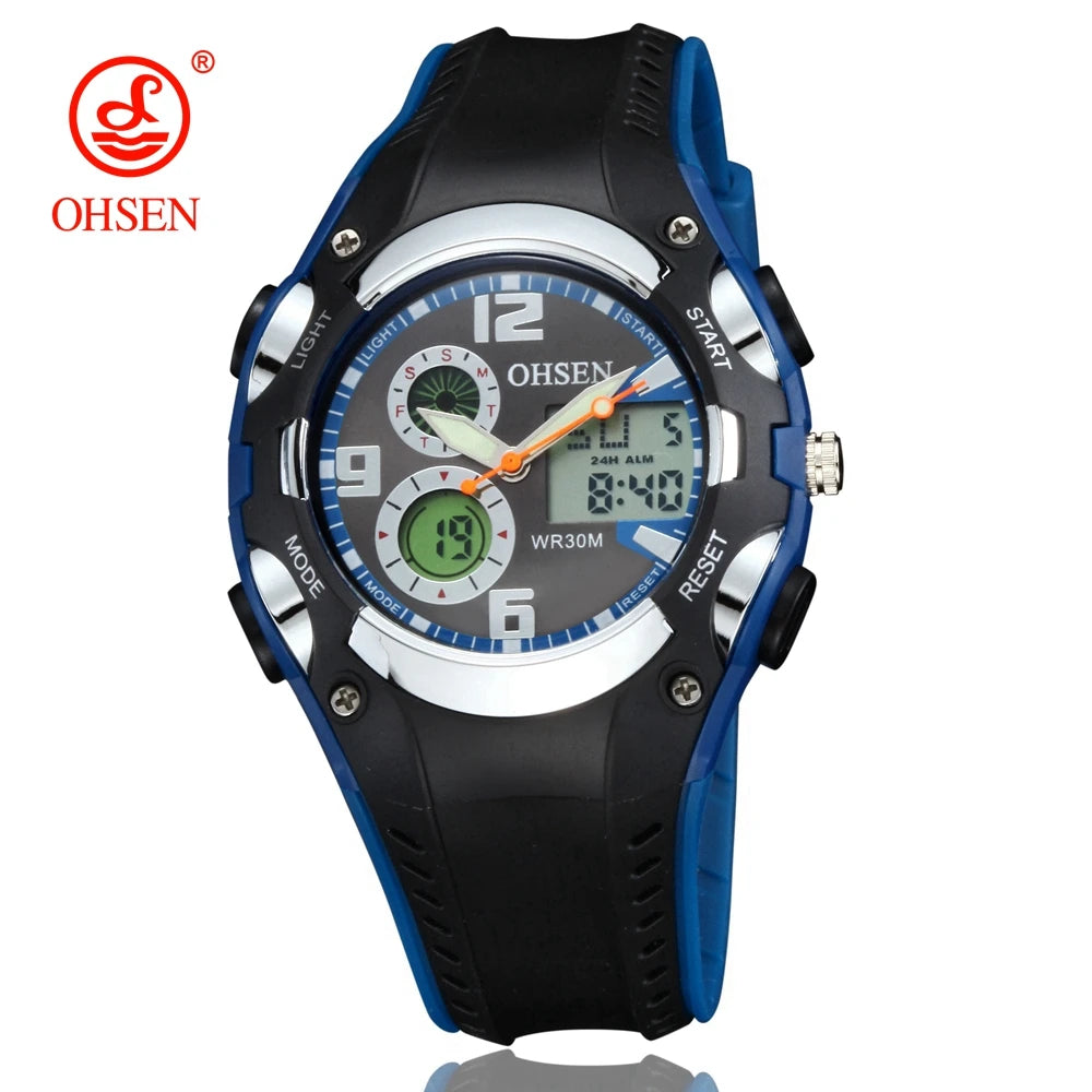 OHSEN Fashion Children Watches Digital LED Analog Watch Boys Girls Quartz Wriwatch Kids Sport Wristwatch Alarm Electronic Clocks