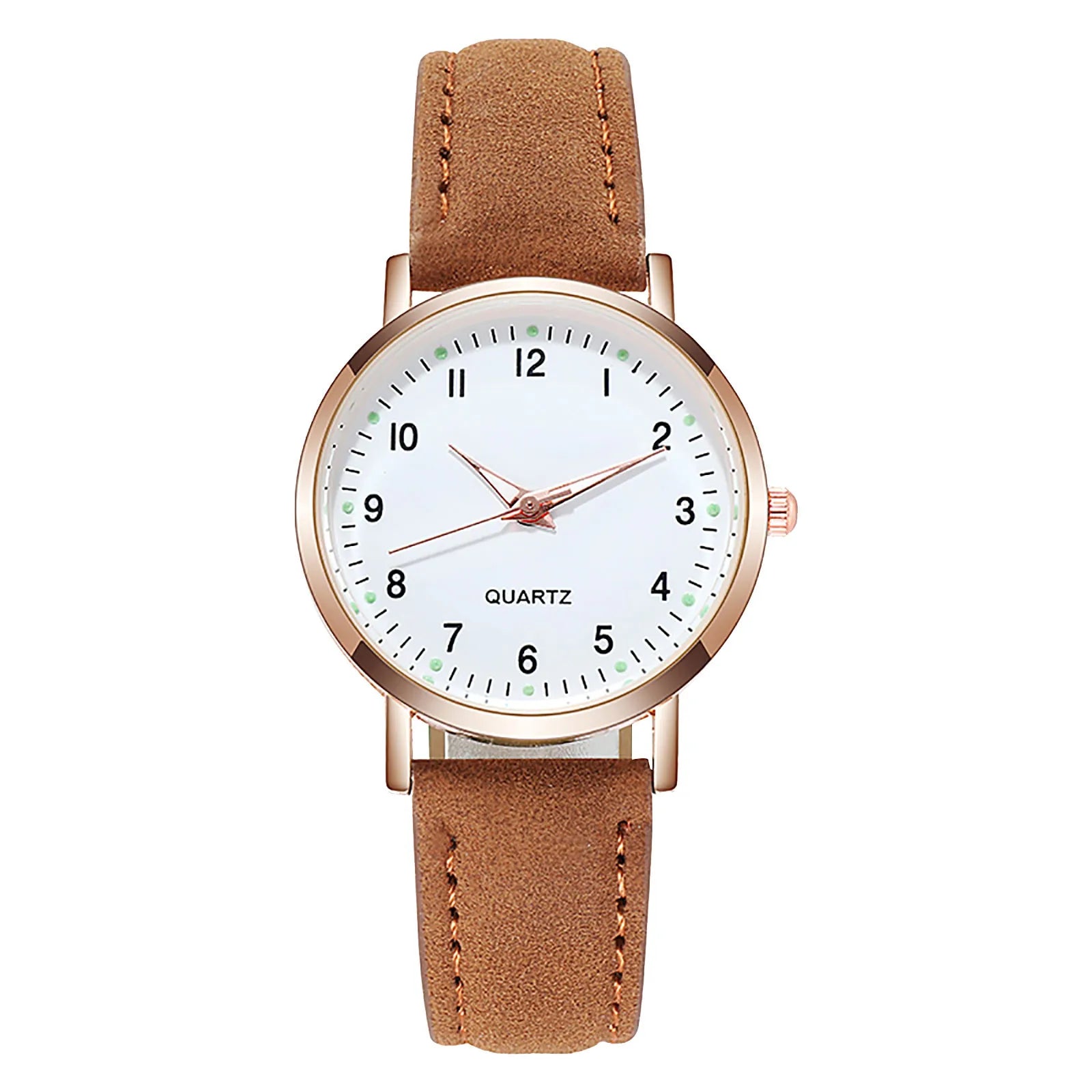 Women'S Simple Quartz Wristwatch Leather Strap Circular Arabic Numeral Dial Elegant Ladies Wristwatch Ladies Watch Gift