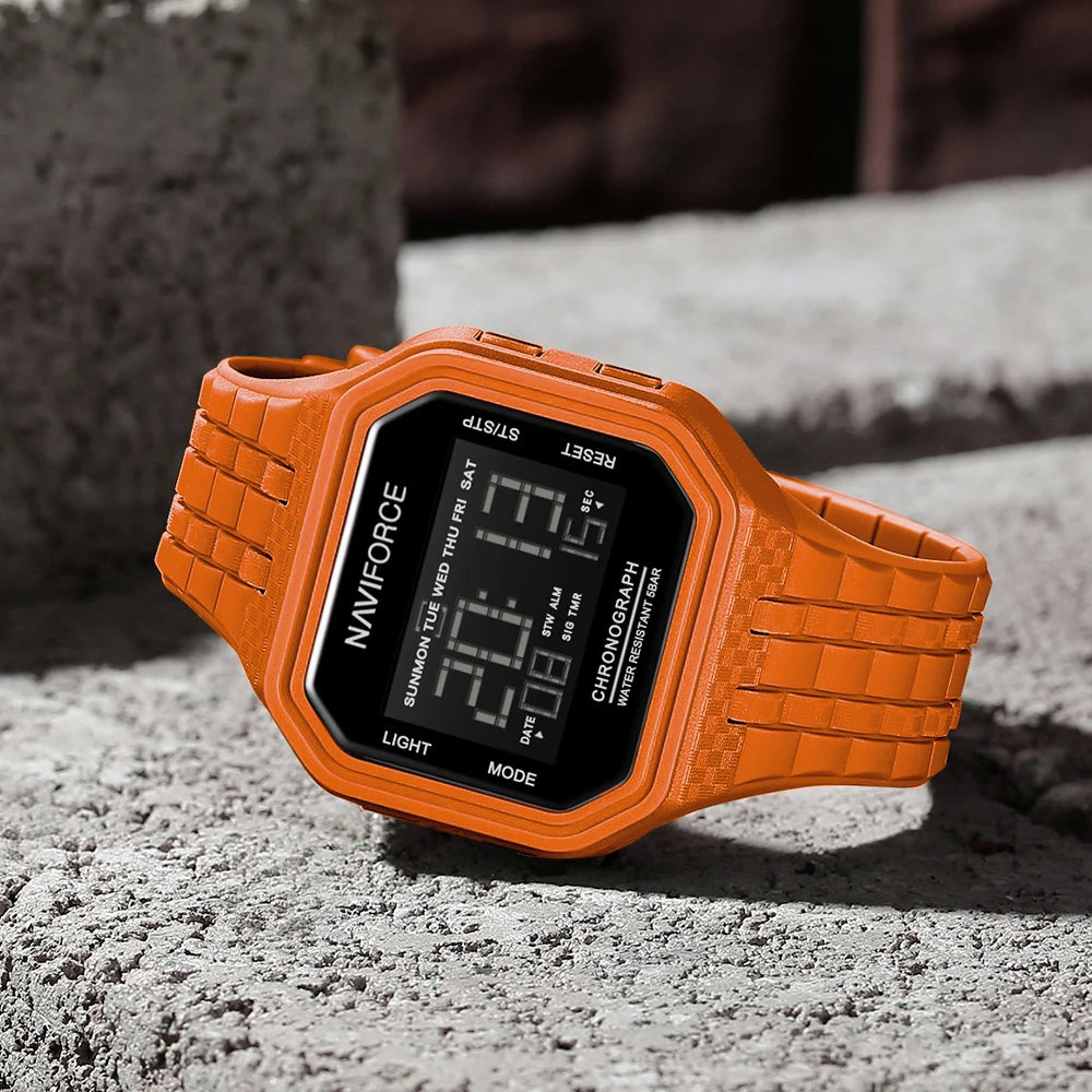 NAVIFORCE Top Luxury Brand Digital Men Wristwatch Waterproof Military Style Sport Man Watch Square Dial Fashion Reloj Hombre