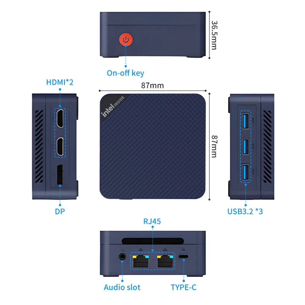 MLLSE G2 Pro Mini PC Intel Twin Lake N150 Processor LPDDR5 12GB RAM 512GB ROM Windows 11 Pro WiFi 5 BT5.2 Desktop Computer
