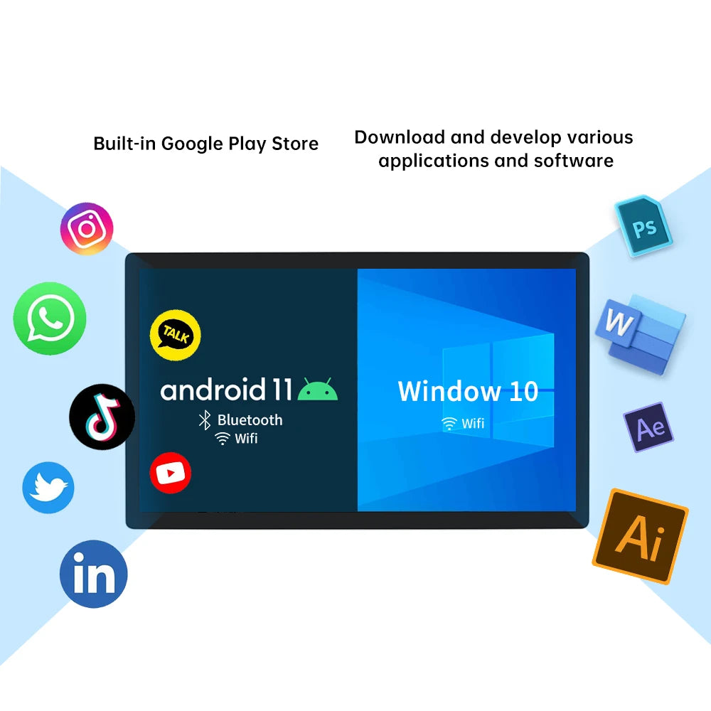 8 To 43 inch Wall mounted PCAP Multi Touch Screen Display Touchscreen Monitor Android 11 Tablet Win 10 Industiral All In One Pc
