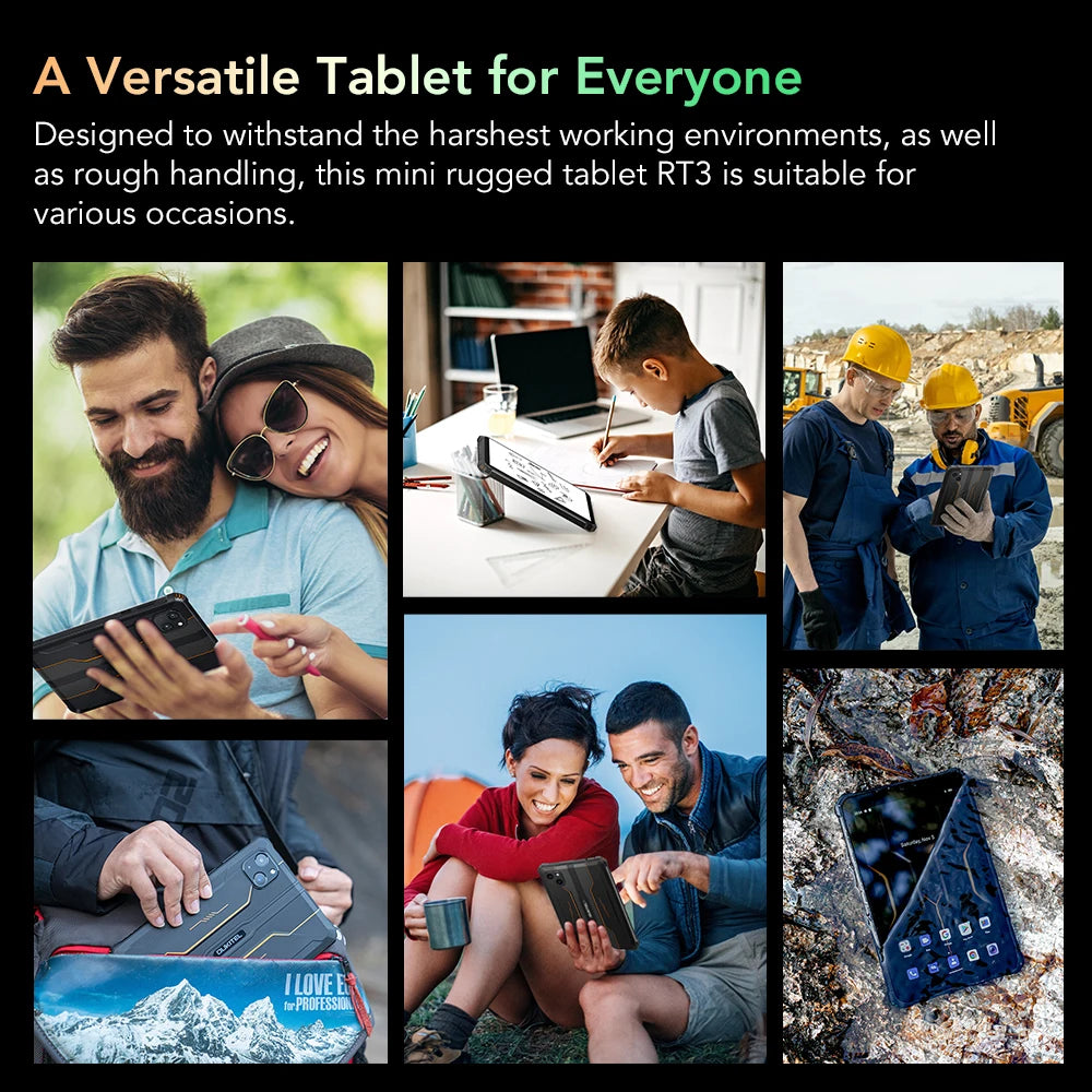Oukitel RT3 Rugged Tablet 8 Inch HD+ 5150 mAh 4GB+64GB Android 12 Mtk Helio P22 16MP Camera Pad