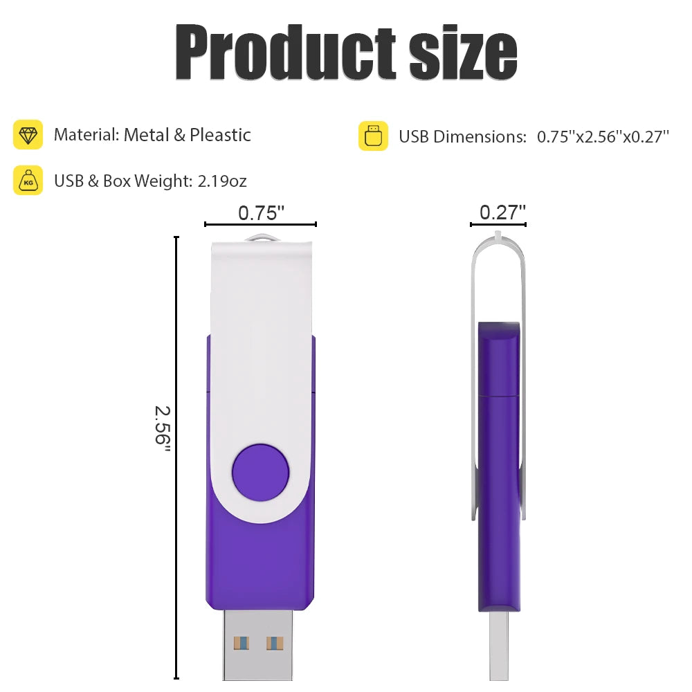 Rotable Usb 3.0 Type C Flash Drive 128GB 32GB 16GB Pen Drive high-capacity Pendrive 64GB 4G OTG 2 IN 1 Creative gift Usb Stick