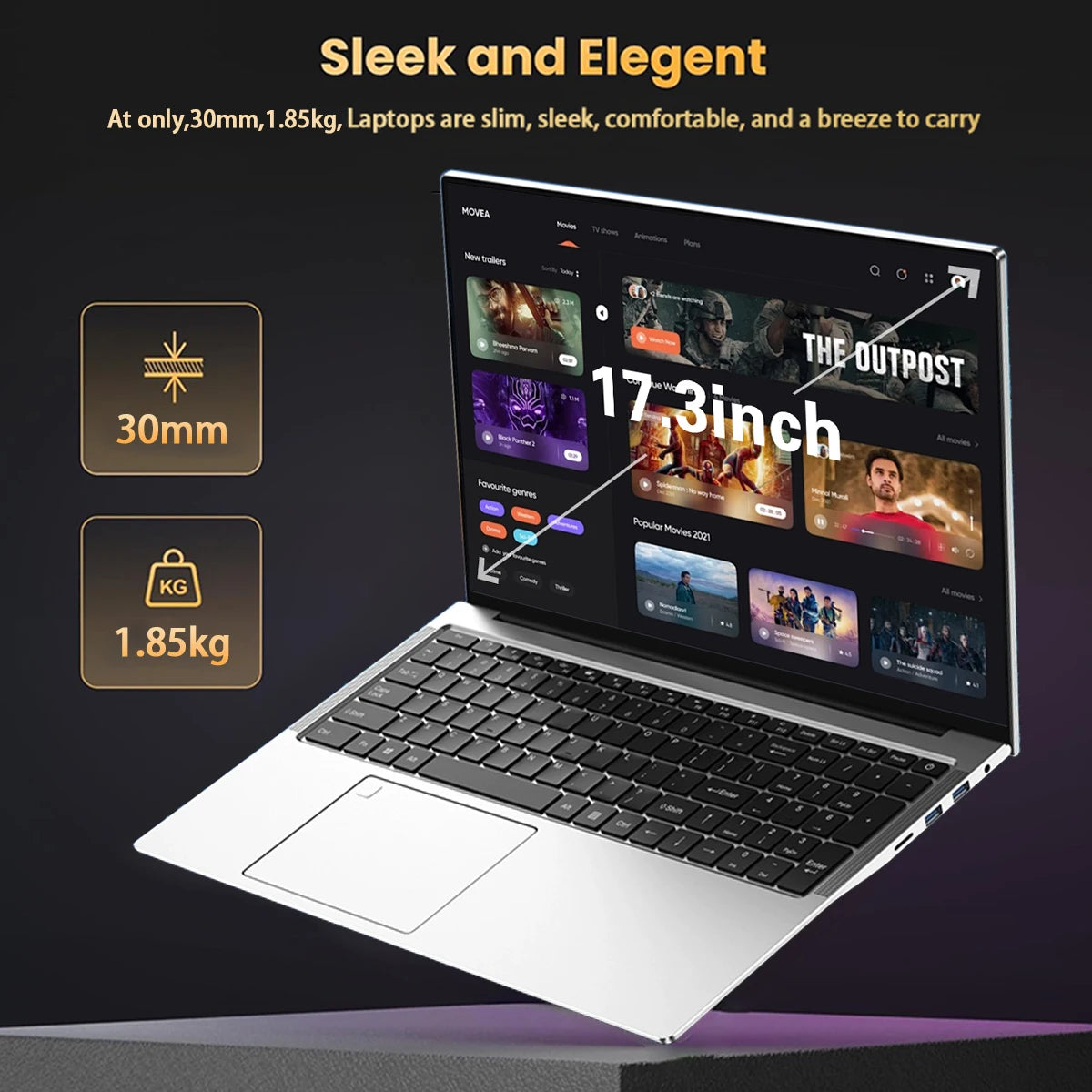 ACEKAMAS 17.3 inch Gaming Laptop PC Windows 11 Pro Intel N5095 Office Computer 16GB DDR4 1TB SSD Fingerprint Notebook Gamer PC