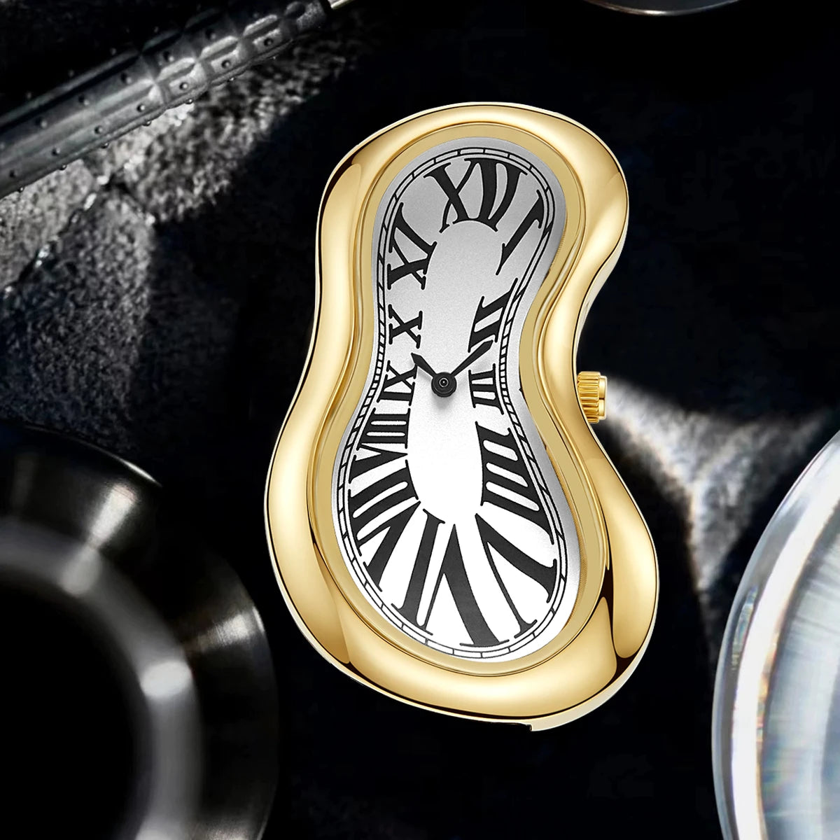 2025 new irregular shaped watch melting twisted shape y2k fashionable retro niche men's watch ins style quartz watch
