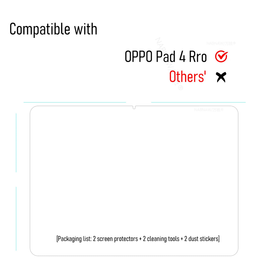 2 Pieces Oil-coating Clear Tempered Glass HD Hard Film Scratch Proof Screen Protector For OPPO Pad 4 Pro 13.2