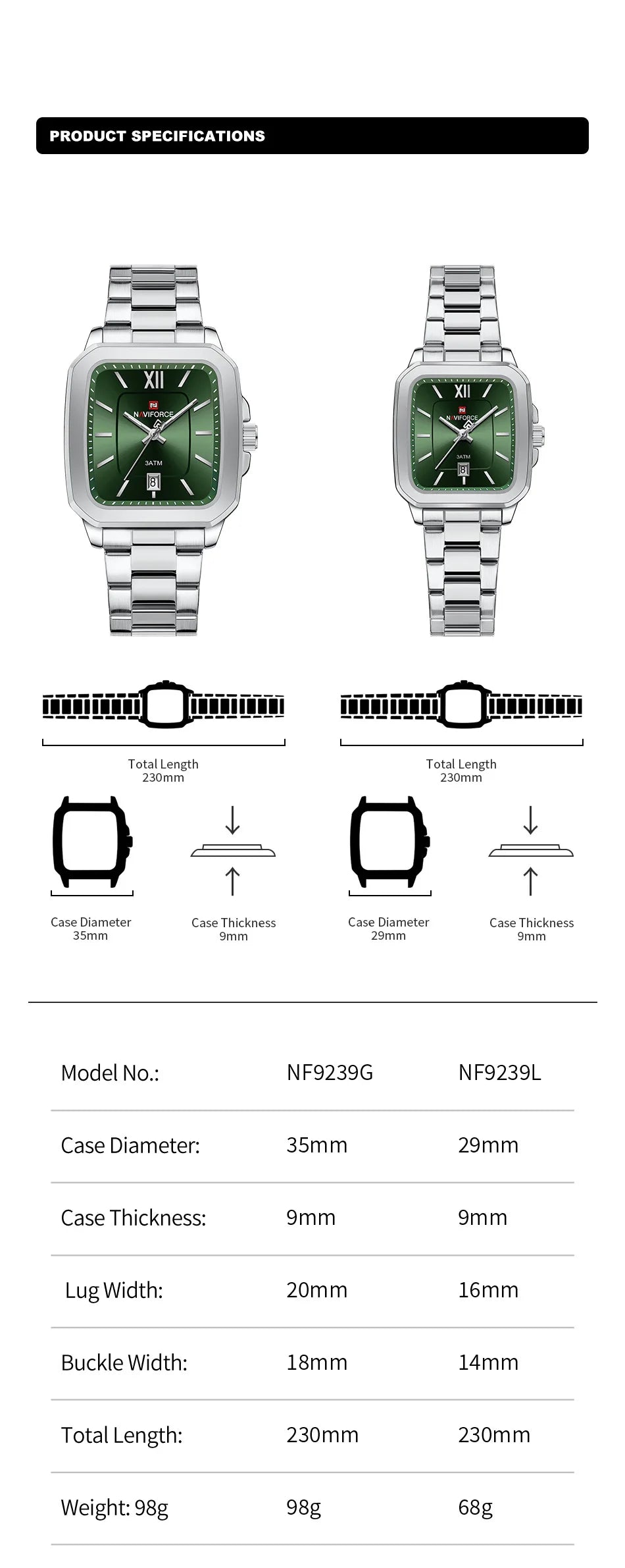 NAVIFORCE Couple Watch Luxury Brand Waterproof Quartz Watch Fashion Simple Calendar Date Stainless Watch Women Men Lover's Gift