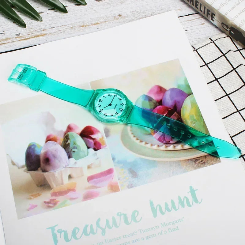 Kids Watch Children Quartz Watches Wristwatch Jelly for Girl and Boy Clocks Sport Baby Student Transparent Plastic Montre Femme