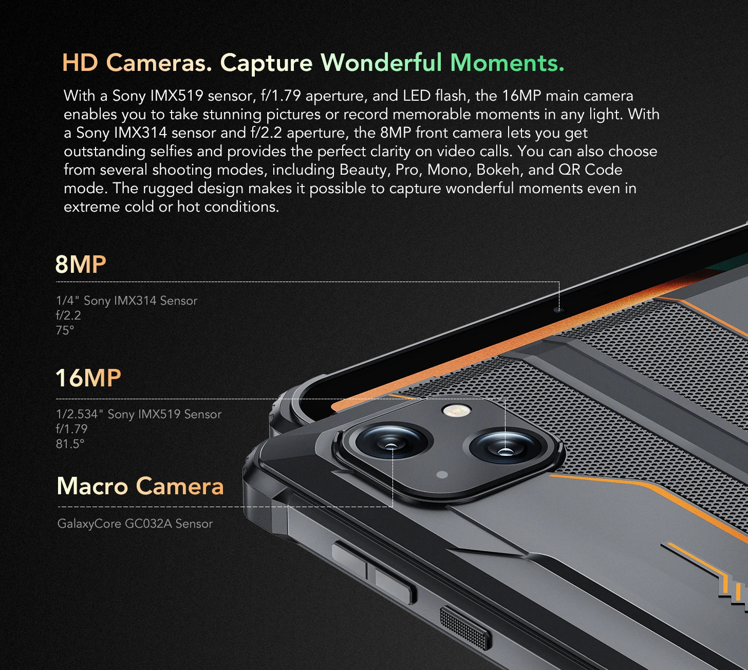 Oukitel RT3 Rugged Tablet 8 Inch HD+ 5150 mAh 4GB+64GB Android 12 Mtk Helio P22 16MP Camera Pad