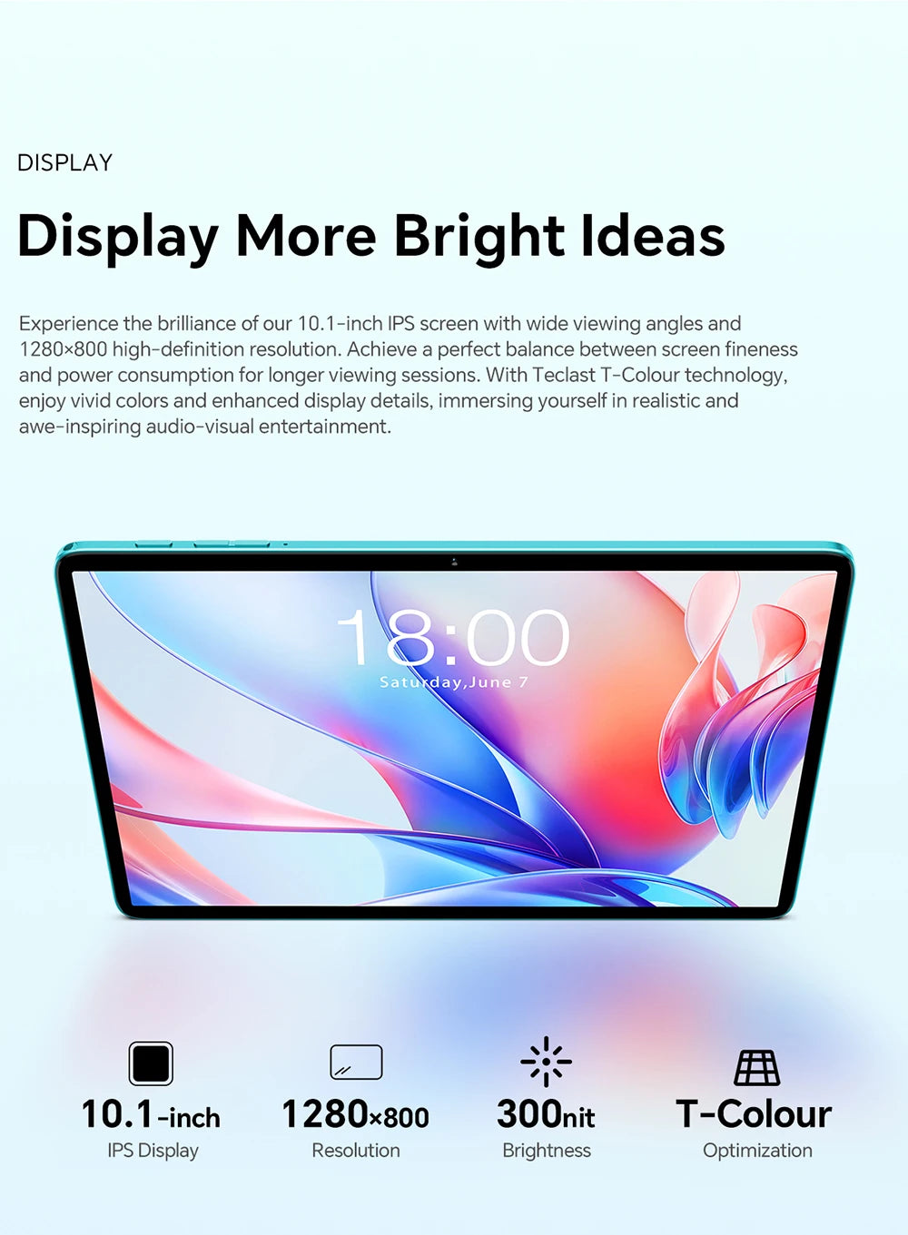 Teclast P30 Android 14 Tablet 10.1" IPS, Max 12GB RAM (4GB+8GB Expansion), 128GB ROM, UNISOC T606, Dual Cameras, Face Unlock