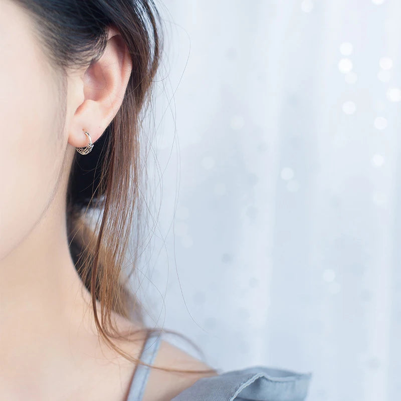 Modian Vintage Pattern Silver Hoop Earrings for Women Trendy Authentic 925 Sterling Silver Hoops Female Mode Bijoux Brincos
