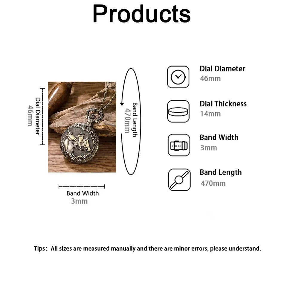 Pocket Watch Antique Steampunk Vintage Quartz Pocket Watch Rose Gold Case Necklace Pendant Clock Chain Mens Women