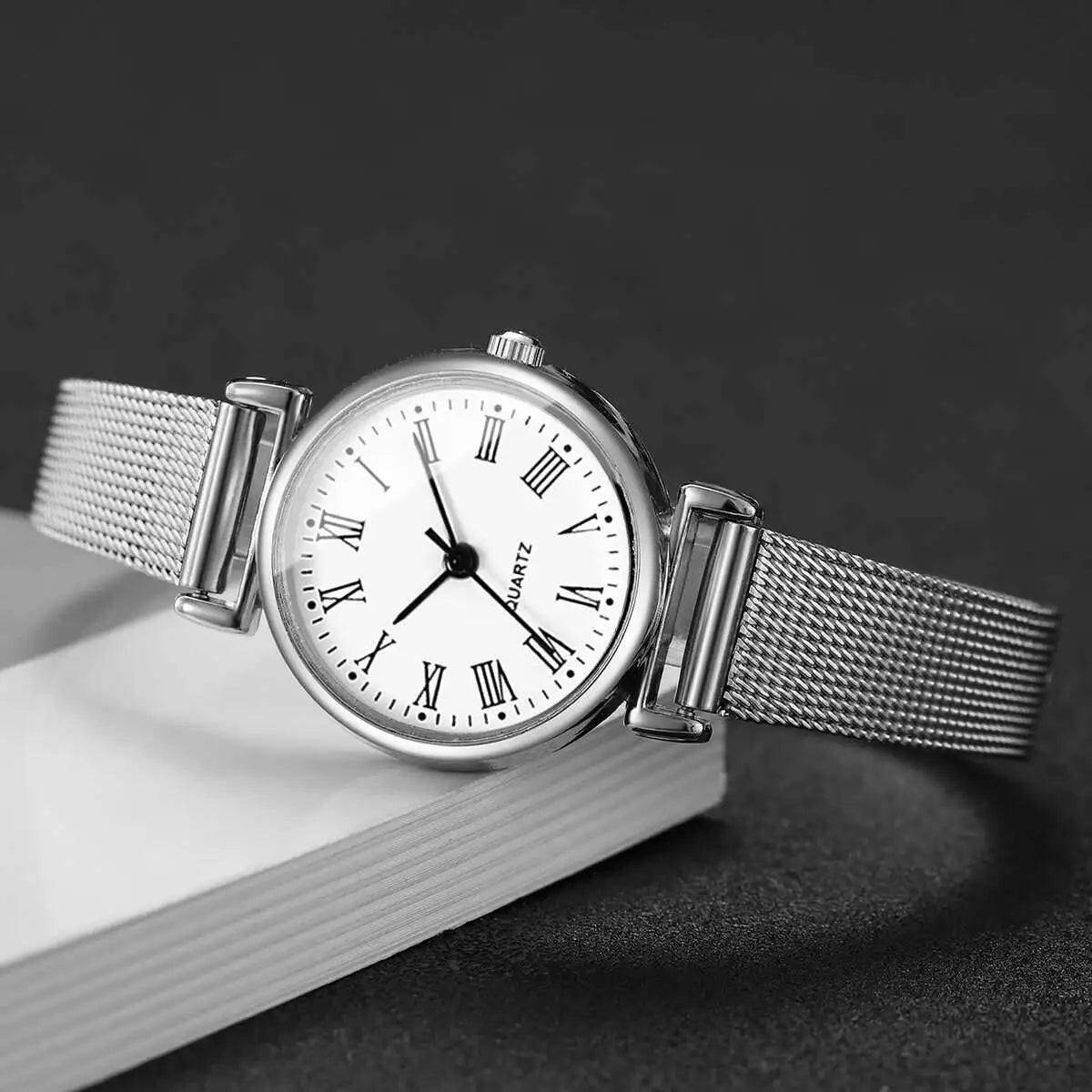 1/2PCS Fashion Women Watches Casual Roma Dial Mesh Band Quartz Wristwatch Reloj Mujer（Without Box）
