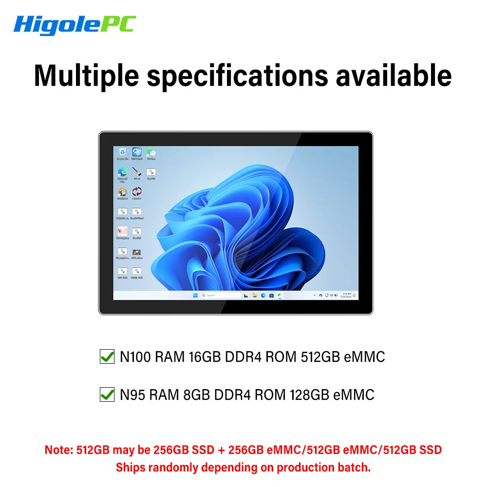 Higole F9B Pro 7'' Intel N95 Mini PC with Screen Windows 11 WiFi5 8G 128G 5000mAh Dual 2.5G LAN Desktop Computer Windows Tablet