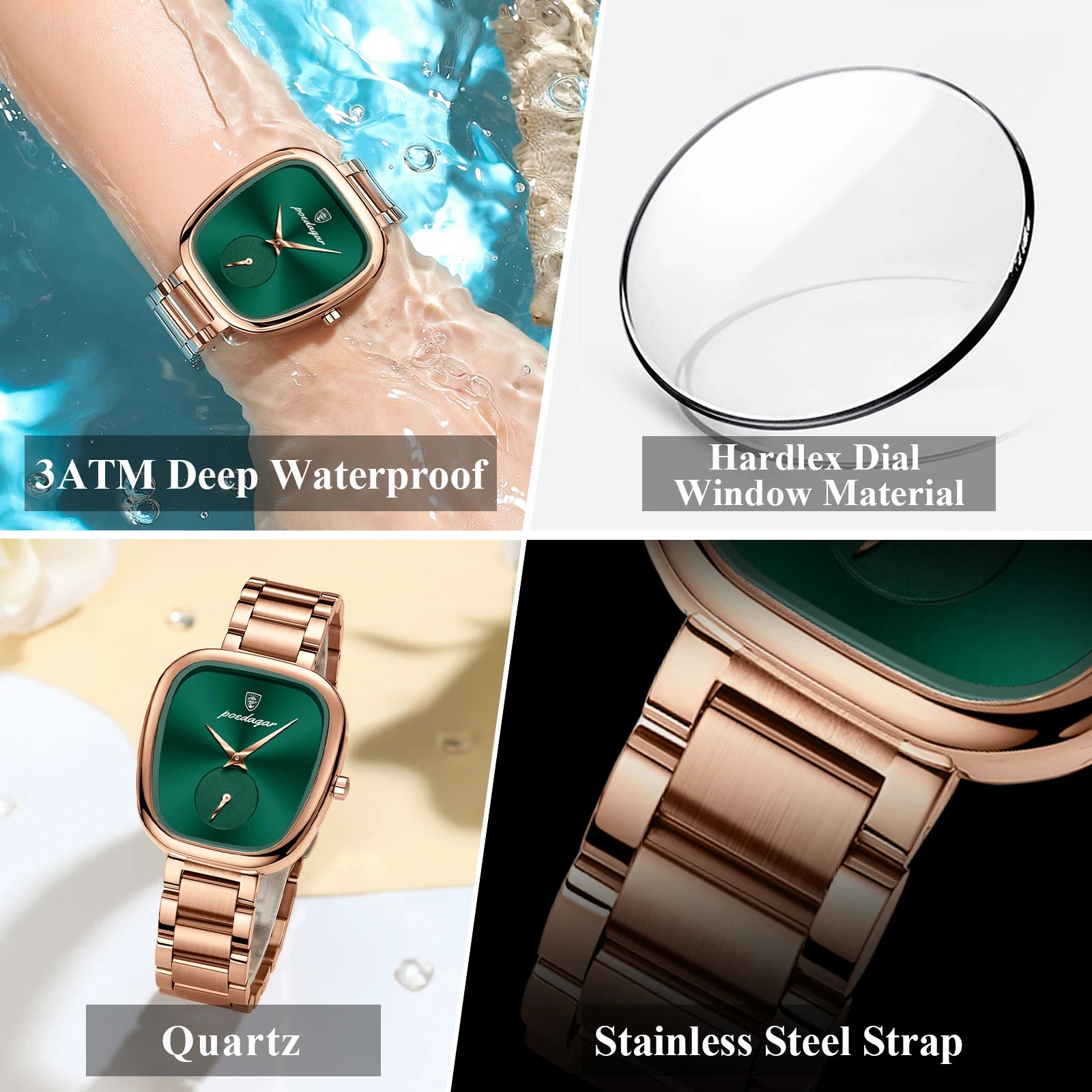 POEDAGAR Unique Elegant Ladies Watch Stainless Steel Waterproof Quartz Watches For Women High Quality Woman’s Stylish Wristwatch