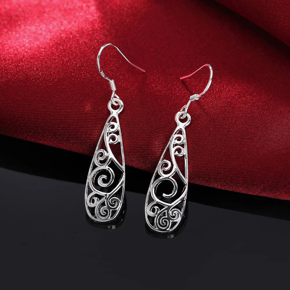 Charms 925 Sterling Silver Pretty drop shape Earrings for Women Christmas Gifts fashion wedding party noble Jewelry