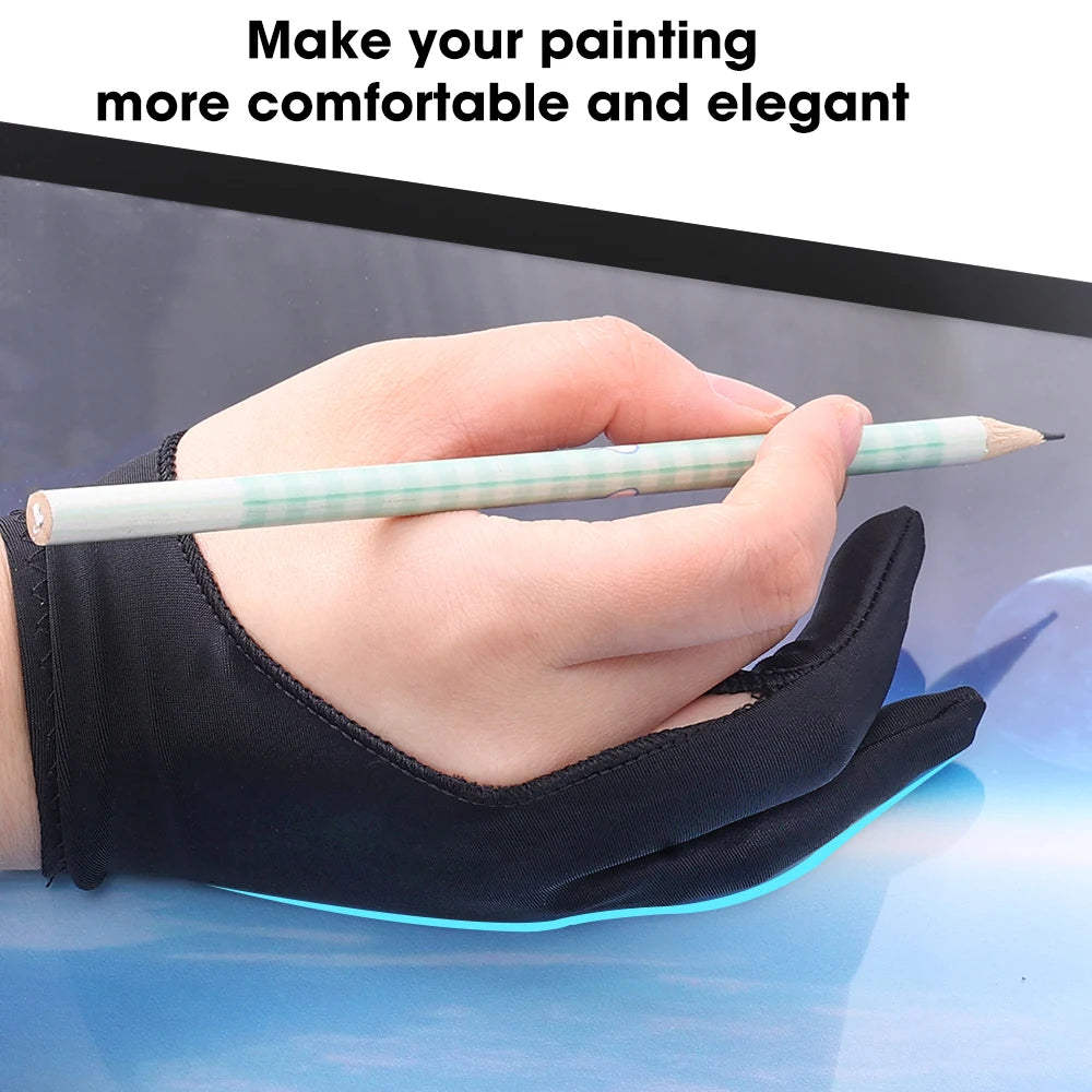 1-4Pcs Two-finger Artist Glove Palm Rejection Tablet Drawing Gloves for iPad Pro Air Graphic Tablet Smudge Guard Painting Gloves