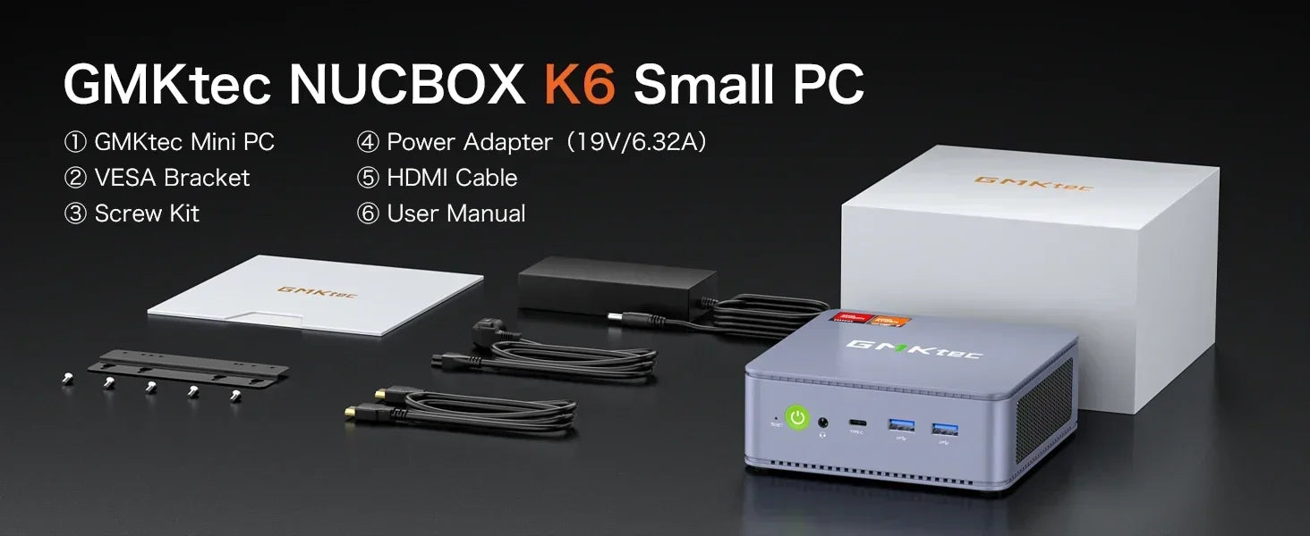 GMKtec K6 Mini PC AMD Ryzen 7 7840HS MINI PC WIFI6 BT5.2 Windows 11 Pro DDR5 NVME SSD PCIE 4.0 Desktop Office Gaming Computer