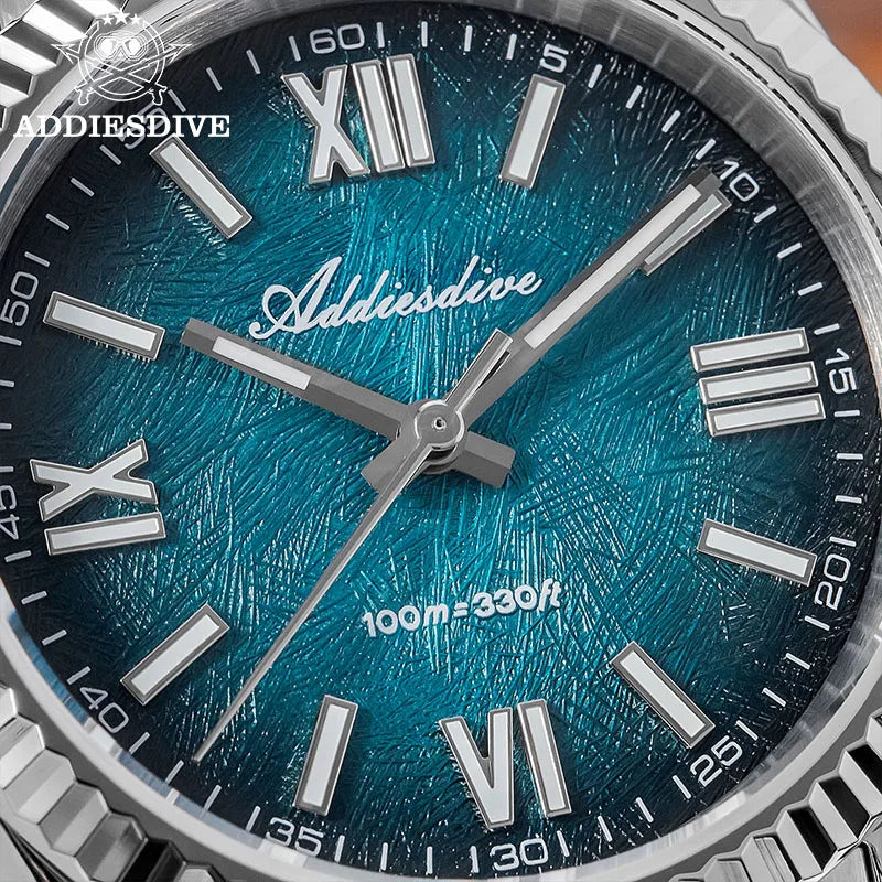 ADDIESDIVE 36mm Watch For Men BGW9 Luminous Jubilee Strap 100m Waterproof Sapphire Glass VH31 Movement Quartz Watch Reloj Hombre