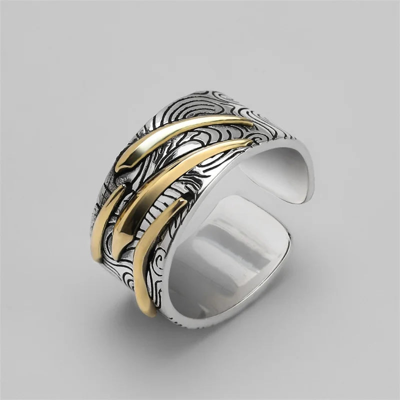 Lucky Meteor Ring For Men Jewelry Personality Gold Black Collision Index Finger Ring Silver 925 Male Party Accessories