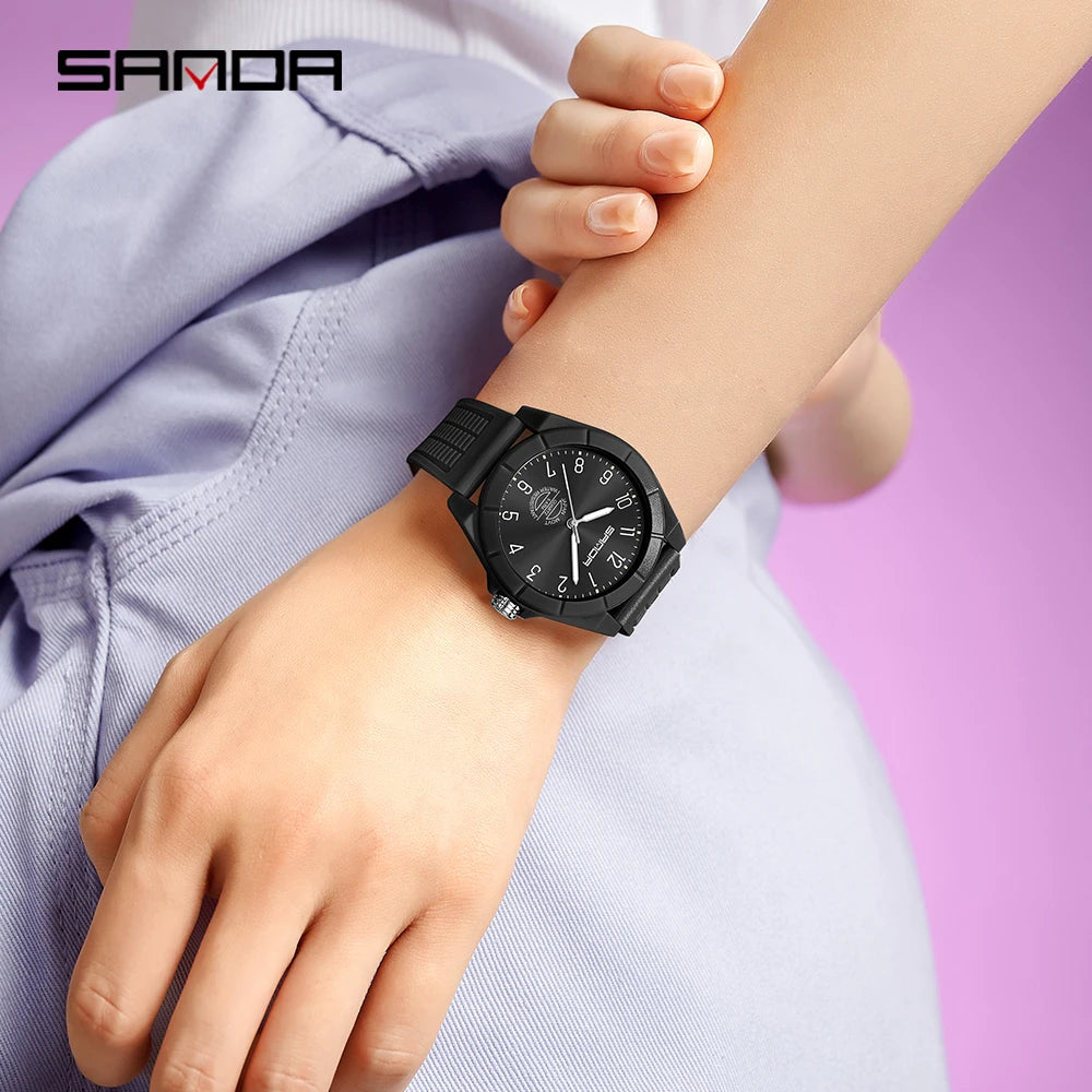 Fashion SANDA 6212 Student Quartz Electronic Watch Silicone Strap Multifunctional Sports Waterproof Student Quartz Watch