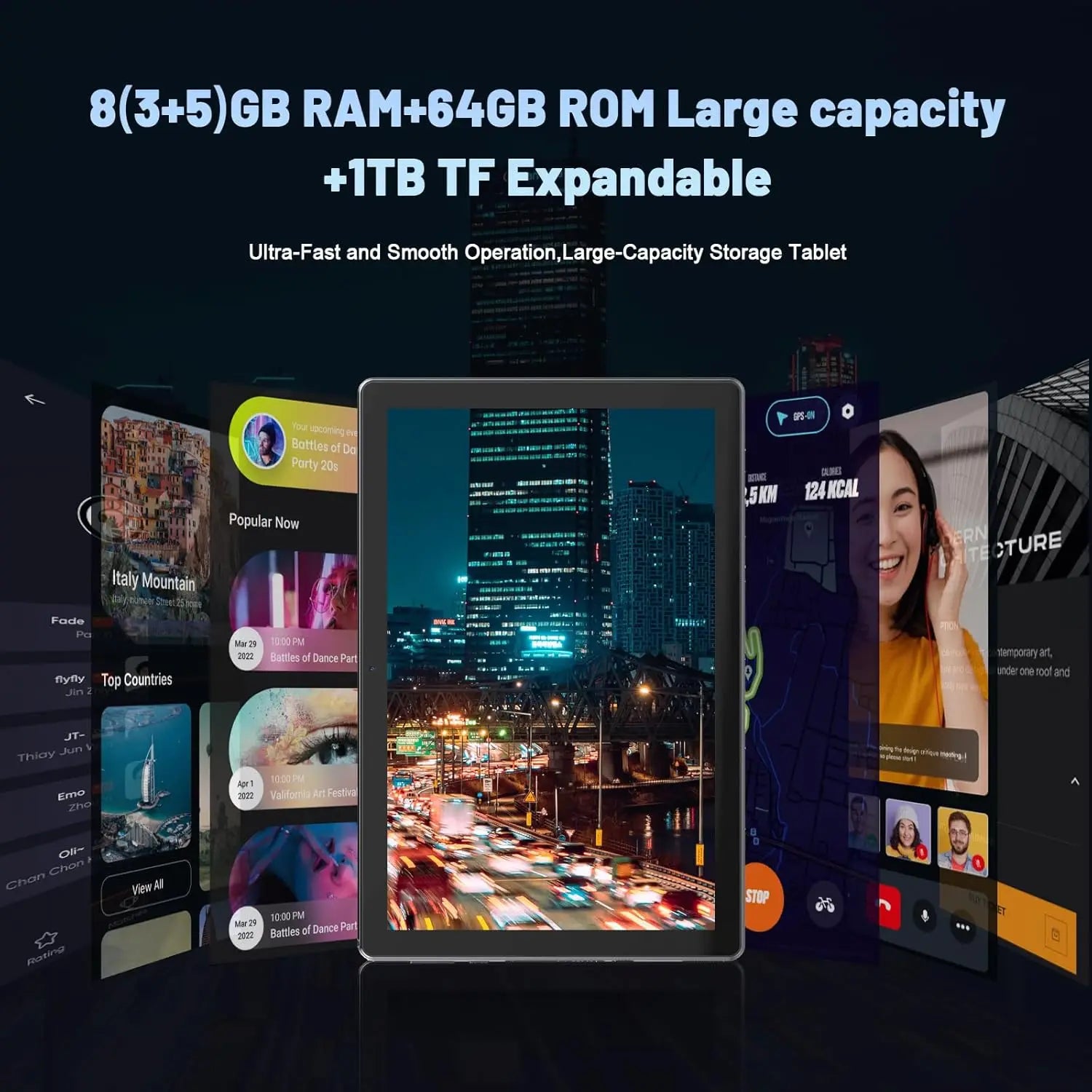 URAO C11 Tablet 10.1 Inch Android 14 Phablet 8GB RAM 64GB ROM (1TB TF) Widevine L1 HD Octa-Core 2.0 GHz WiFi 6 Bluetooth 5.0