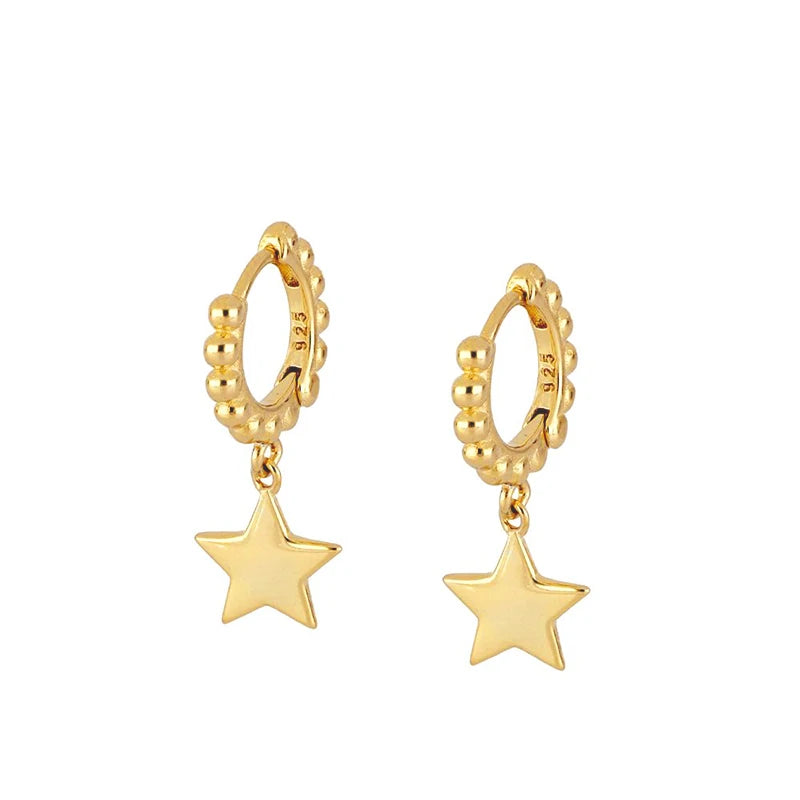 ROXI Baroque Lightning Cross Stars Hoop Earrings for Women Zircon Crystals Sterling Silver 925 Jewelry Cartilage Pendientes