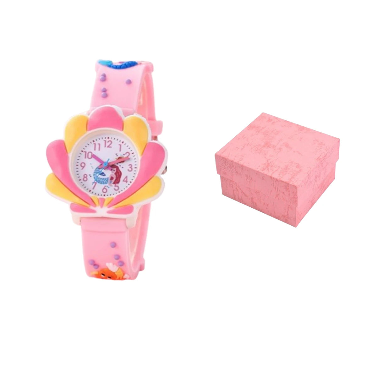 1/2/4pcs-Mermaid 3D Cartoon Shell Watch - Enchanting Colorful Design for Christmas Gifts, Watches, and Bracelets Set for Girls