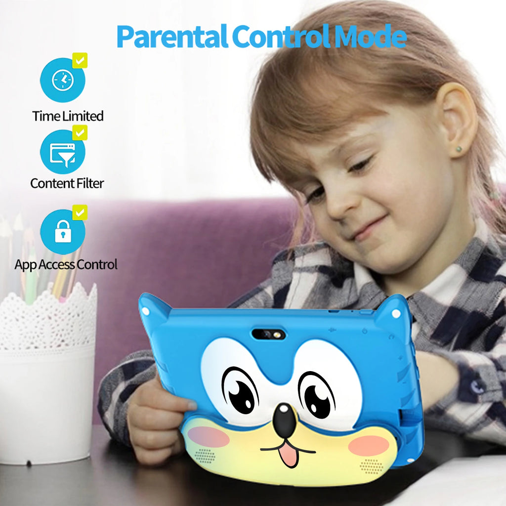 New 7" Kids Tablet with Cartoon Pattern Quad Core 4GB+64GB ROM Bluetooth 5G WiFi Learning Education Game Children's Gift