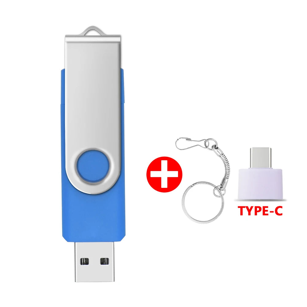 Metal Waterproof Pen Drive 2 In 1 OTG 2.0 Pendrive 64GB High Quality Type C Usb Flash Drive 4GB 8GB 16GB 32GB Usb Stick