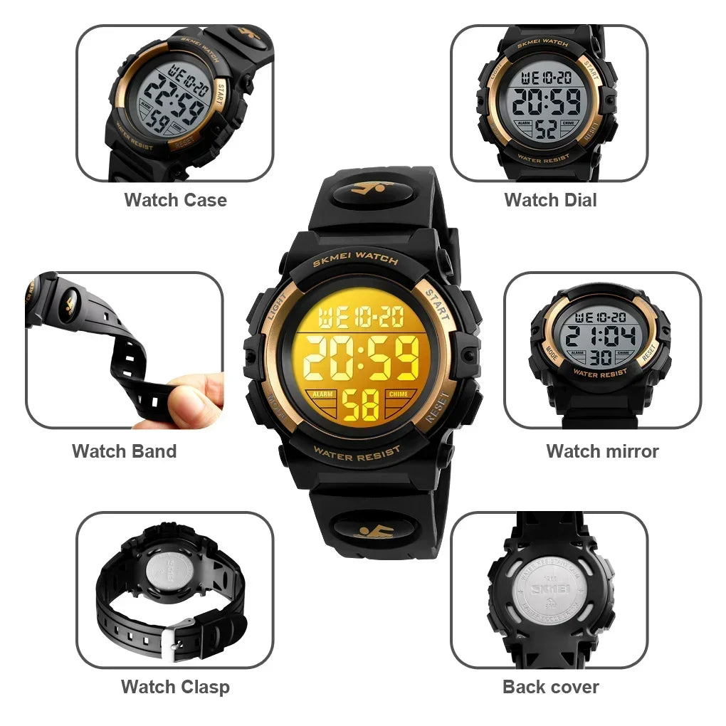 Skmei 1266  Children's Watch Boys and Girls' Alarm Clock Timing Digital 5Bar Waterproof Children's LED Watches 1258 1689 1999